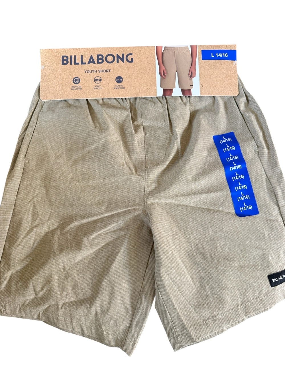 Billabong Youth Boy's Stretch Hybrid Short, Khaki/ Tan L 14/16